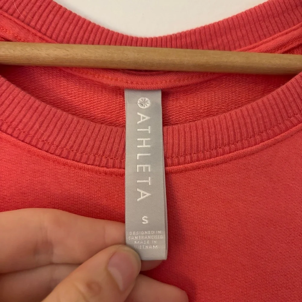 Athleta Mindset Sweatshirt Coral Pink Athletic Top Workout Athleisure Yoga S - Picture 4 of 8